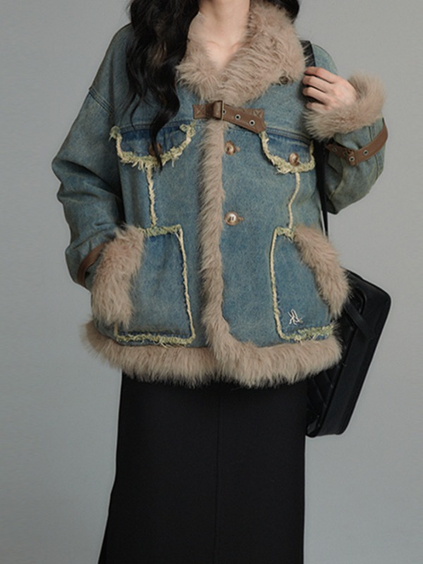 2025秋 冬新作アウターデニム コート 保温 ジャケット 厚手保温 アウター 秋 冬 ファーコート ゆったり トップス 2025秋 冬新作アウターデニム コート 保温 ジャケット 厚手保温 アウター 秋 冬 ファーコート ゆったり トップス