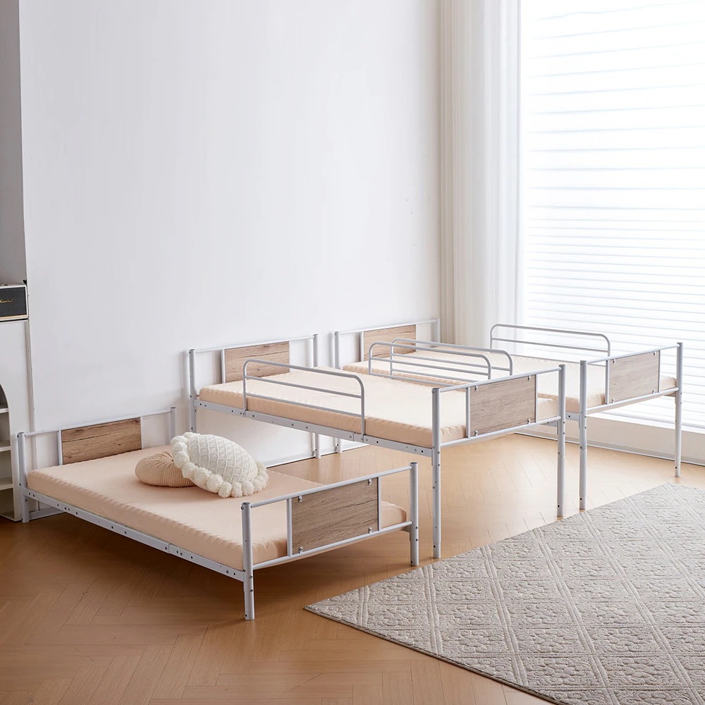 ブラック】三段ベッドパイプベッド分離可能 スチールベッド