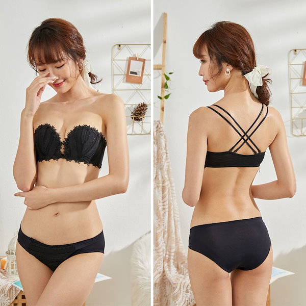  ブラジャーショーツセット4 点 Qoo10] フロントホック ブラジャーショーツ セッ