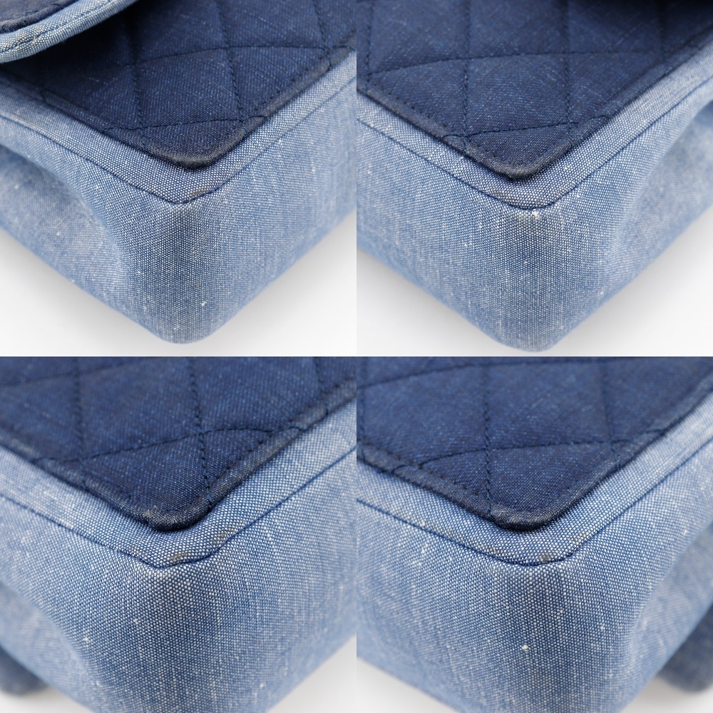 チェーンショルダー マトラッセ ダブルチェーン ショルダーバッグ デニム 青 レディース 中古品 チェーンショルダー マトラッセ ダブルチェーン ショルダーバッグ デニム 青 レディース 中古品