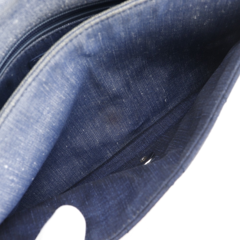 チェーンショルダー マトラッセ ダブルチェーン ショルダーバッグ デニム 青 レディース 中古品 チェーンショルダー マトラッセ ダブルチェーン ショルダーバッグ デニム 青 レディース 中古品