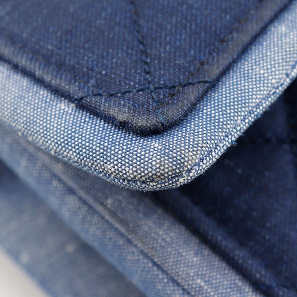 チェーンショルダー マトラッセ ダブルチェーン ショルダーバッグ デニム 青 レディース 中古品 チェーンショルダー マトラッセ ダブルチェーン ショルダーバッグ デニム 青 レディース 中古品