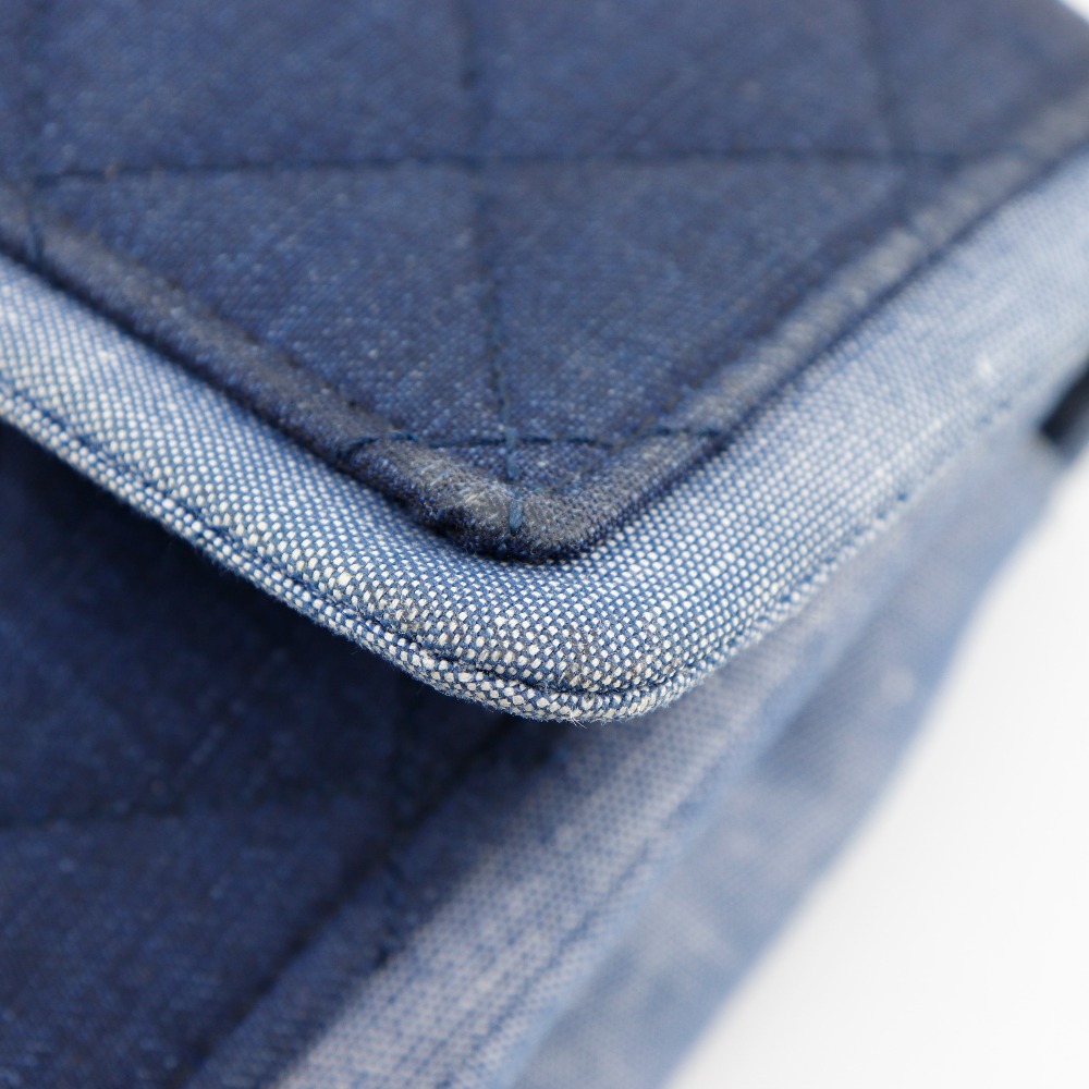 チェーンショルダー マトラッセ ダブルチェーン ショルダーバッグ デニム 青 レディース 中古品 チェーンショルダー マトラッセ ダブルチェーン ショルダーバッグ デニム 青 レディース 中古品