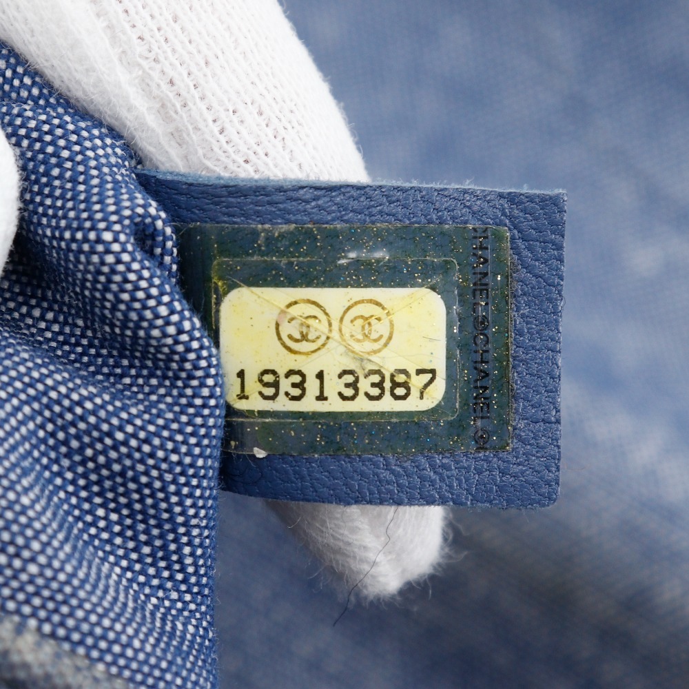 チェーンショルダー マトラッセ ダブルチェーン ショルダーバッグ デニム 青 レディース 中古品 チェーンショルダー マトラッセ ダブルチェーン ショルダーバッグ デニム 青 レディース 中古品