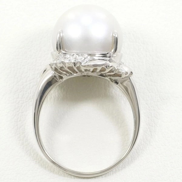 PT900 プラチナ リング 14号 パール(真珠) 13mm ダイヤ 0.32 ジュエリー 中古 PT900 プラチナ リング 14号 パール(真珠) 13mm ダイヤ 0.32 ジュエリー 中古