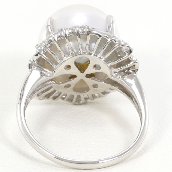 PT900 プラチナ リング 14号 パール(真珠) 13mm ダイヤ 0.32 ジュエリー 中古 PT900 プラチナ リング 14号 パール(真珠) 13mm ダイヤ 0.32 ジュエリー 中古
