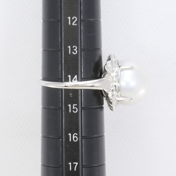 PT900 プラチナ リング 14号 パール(真珠) 13mm ダイヤ 0.32 ジュエリー 中古 PT900 プラチナ リング 14号 パール(真珠) 13mm ダイヤ 0.32 ジュエリー 中古