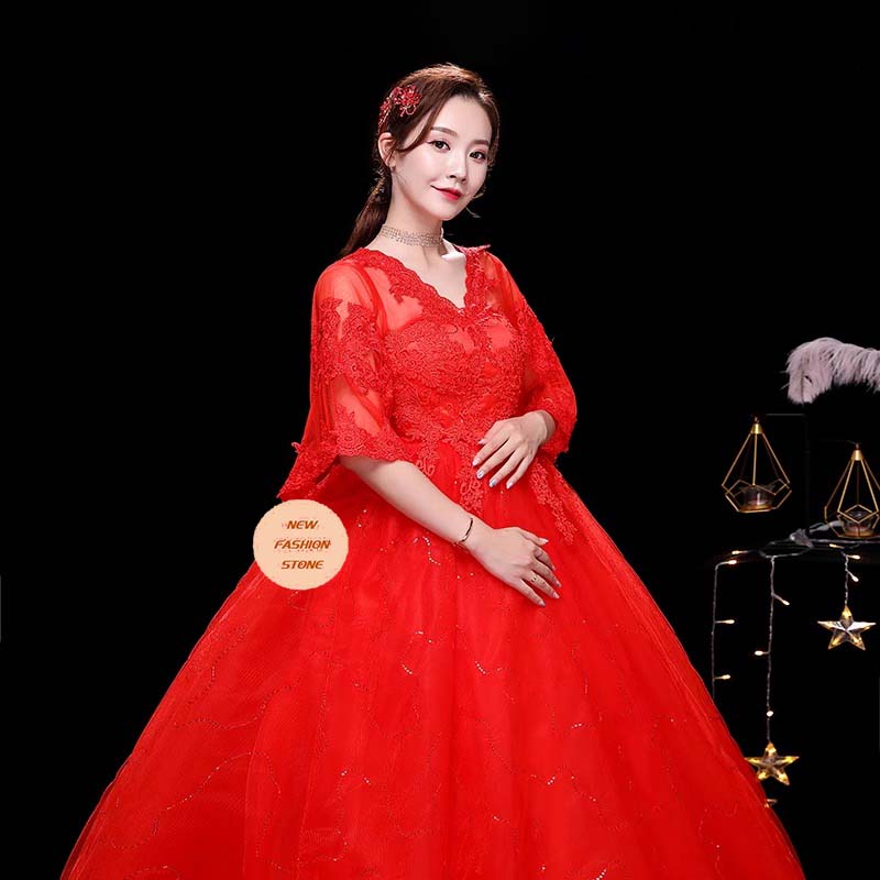 妊婦のウェディングドレス2024新型気質花嫁簡約一字肩韓国式太ったサイズのウェディングドレス