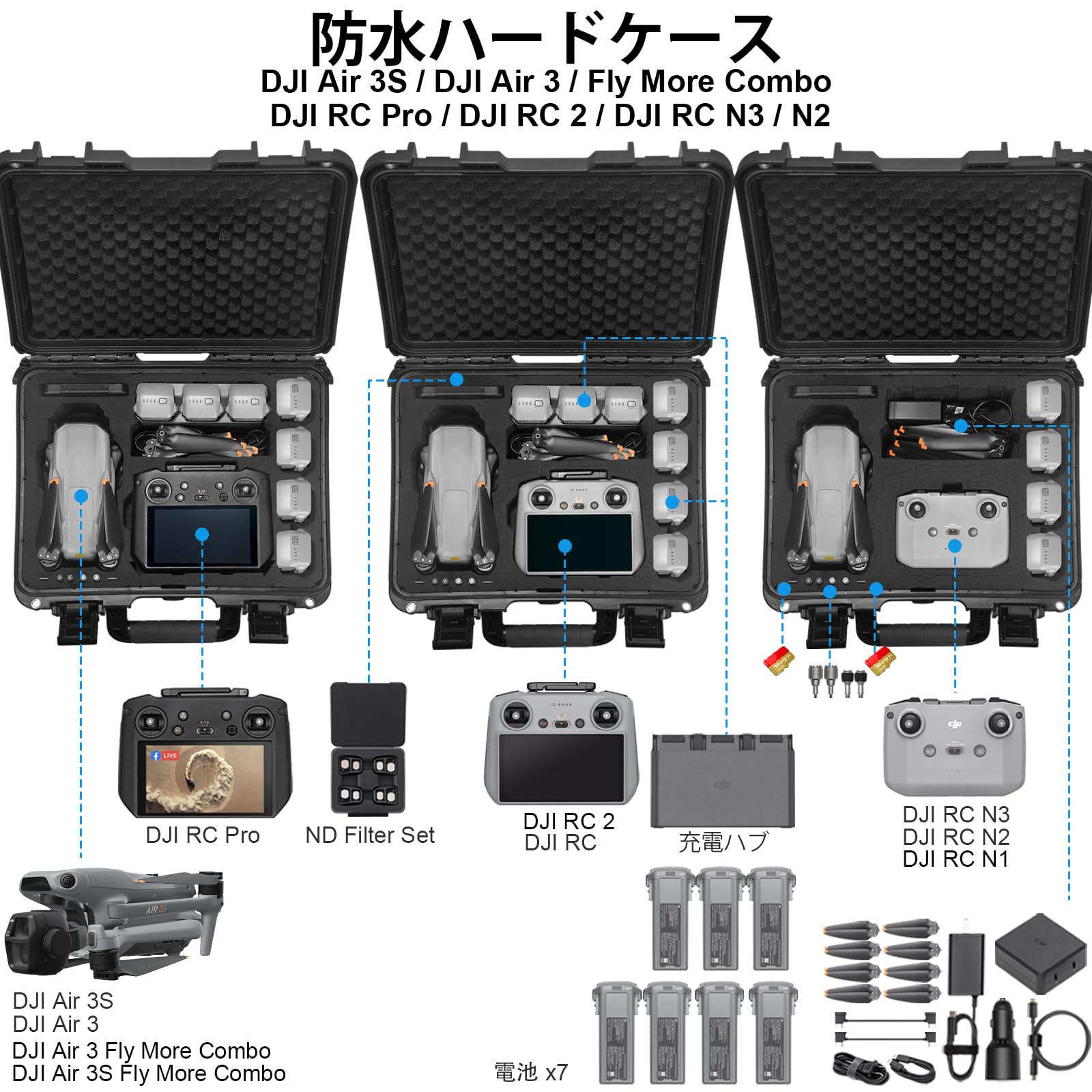 Lekufee DJI Air 3S 防水キャリングケースはDJI Air 3S/DJI Air 3 Fly More ComboDJI RC ProDJI RC 2DJI RC N3/N2 Lekufee DJI Air 3S 防水キャリングケースはDJI Air 3S/DJI Air 3 Fly More ComboDJI RC ProDJI RC 2DJI RC N3/N2
