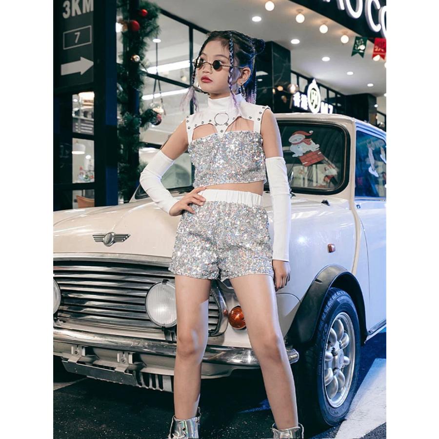 キッズ ダンス衣装 へそ出し セットアップ シルバー 袖 ズボン スパンコール キラキラ ジャズダンス チアガール ヒップホップ 子供 ステージ衣装 女の子 ホワイ キッズ ダンス衣装 へそ出し セットアップ シルバー 袖 ズボン スパンコール キラキラ ジャズダンス チアガール ヒップホップ 子供 ステージ衣装 女の子 ホワイ