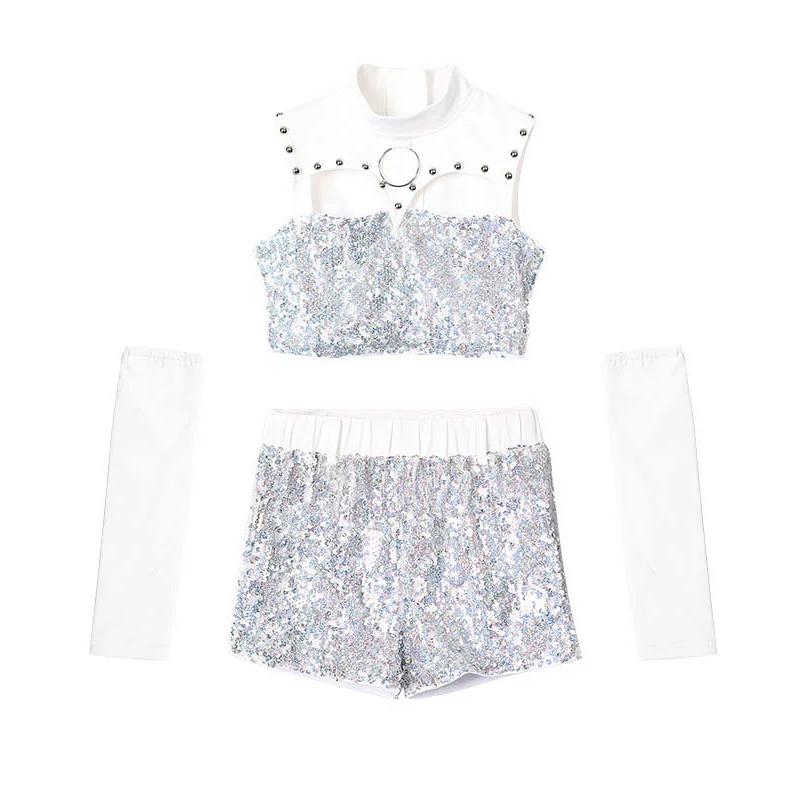 キッズ ダンス衣装 へそ出し セットアップ シルバー 袖 ズボン スパンコール キラキラ ジャズダンス チアガール ヒップホップ 子供 ステージ衣装 女の子 ホワイ キッズ ダンス衣装 へそ出し セットアップ シルバー 袖 ズボン スパンコール キラキラ ジャズダンス チアガール ヒップホップ 子供 ステージ衣装 女の子 ホワイ