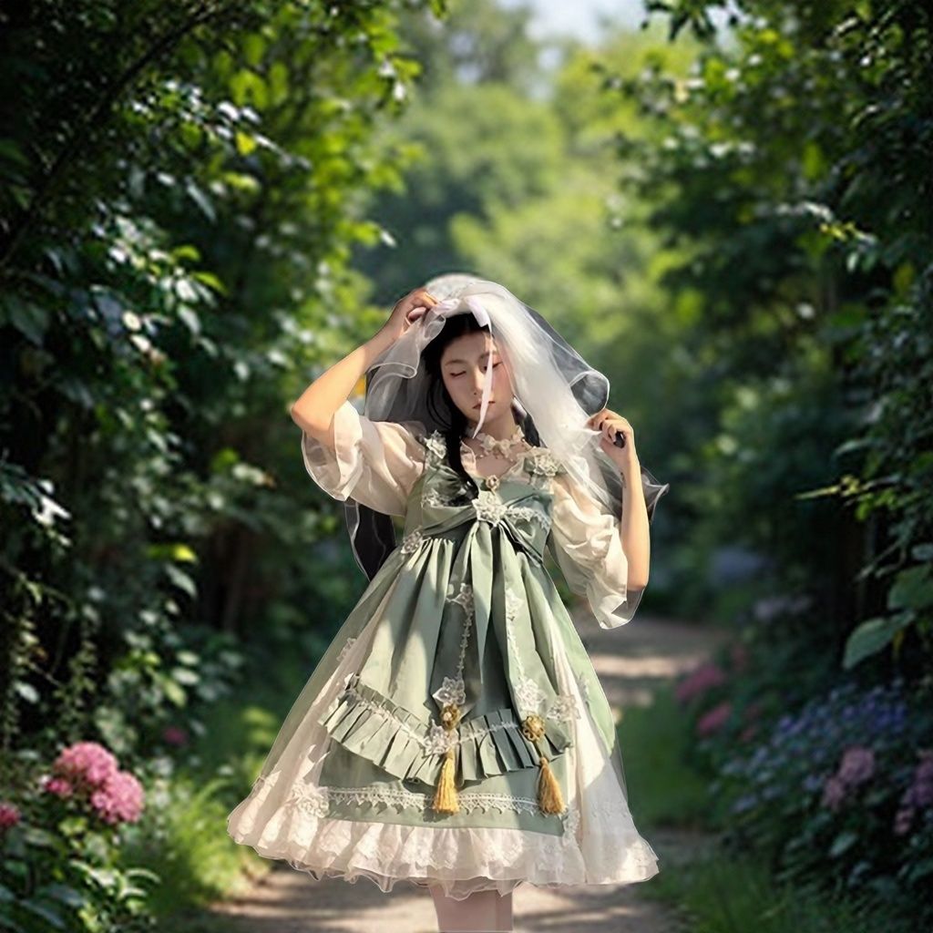 ロリータ 二次元 少女のかわいいプリンセススカート田園 優雅な 二点セット 夏 ワンピース