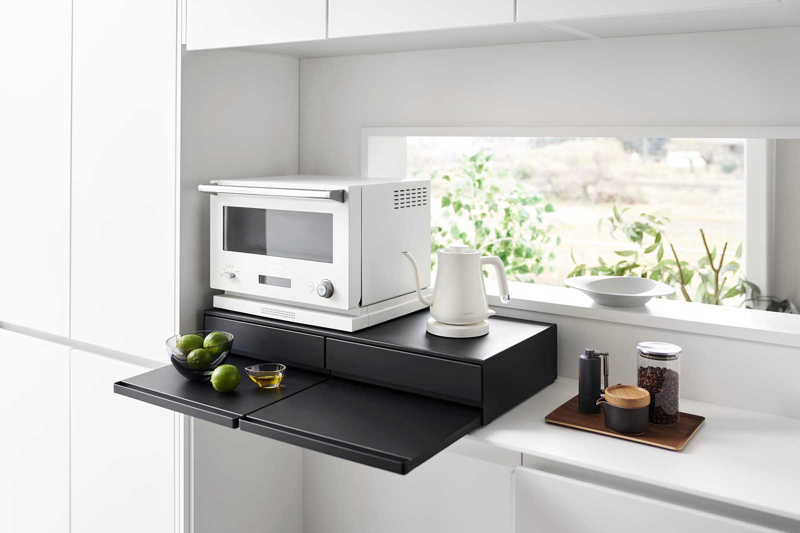 キッチン家電下ラック 山崎実業 tower タワー ツーウェイキッチン家電下引き出し&スライドテーブル W80 ブラック キッチン家電下ラック 山崎実業 tower タワー ツーウェイキッチン家電下引き出し&スライドテーブル W80 ブラック