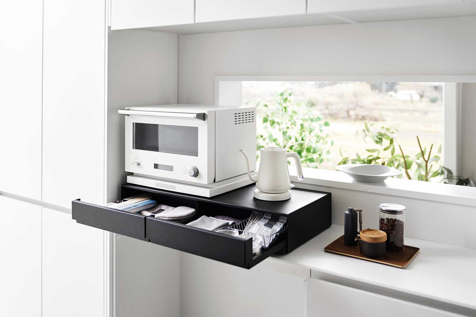 キッチン家電下ラック 山崎実業 tower タワー ツーウェイキッチン家電下引き出し&スライドテーブル W80 ブラック キッチン家電下ラック 山崎実業 tower タワー ツーウェイキッチン家電下引き出し&スライドテーブル W80 ブラック