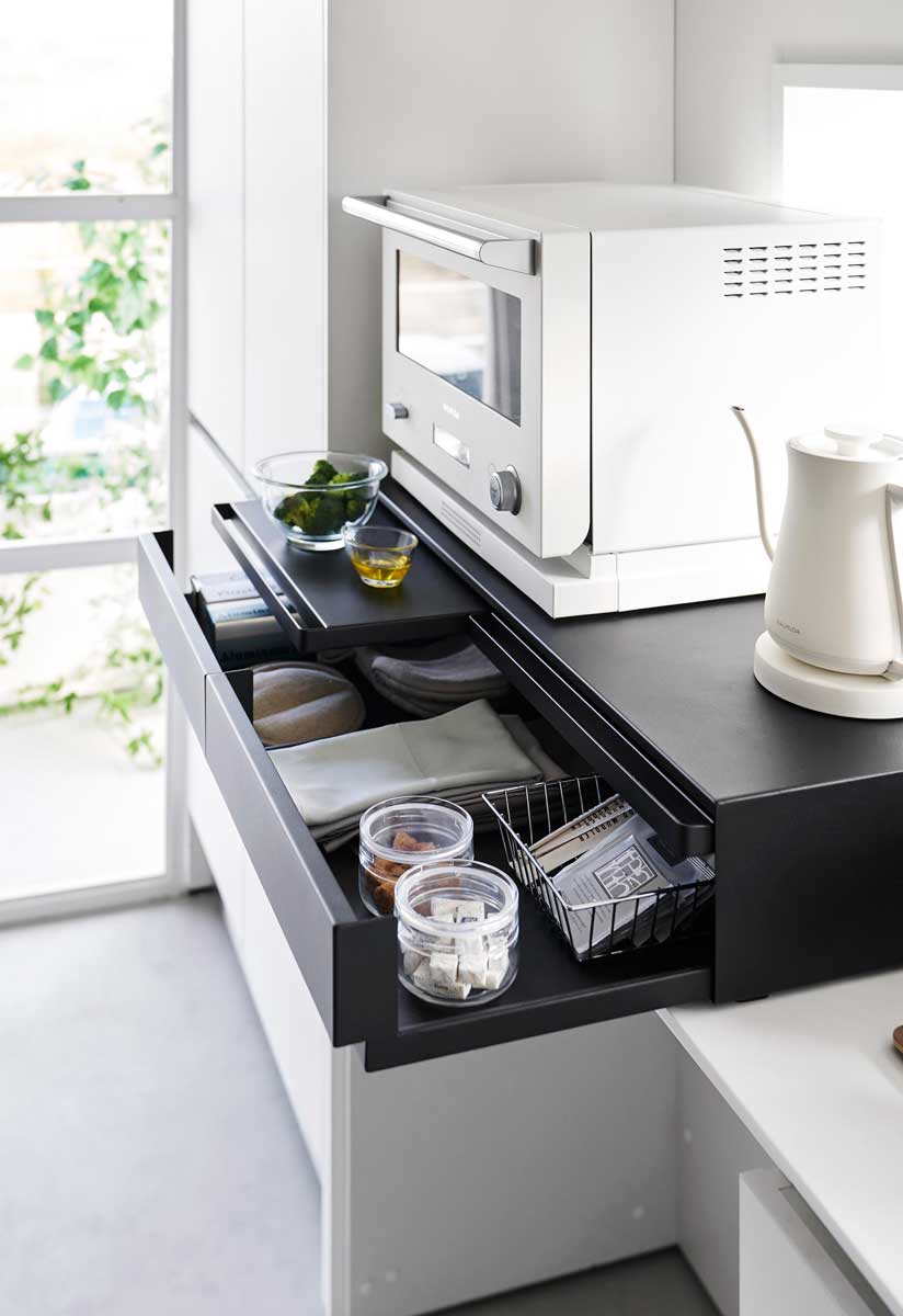 キッチン家電下ラック 山崎実業 tower タワー ツーウェイキッチン家電下引き出し&スライドテーブル W80 ブラック キッチン家電下ラック 山崎実業 tower タワー ツーウェイキッチン家電下引き出し&スライドテーブル W80 ブラック