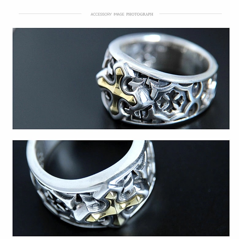 送料無料 シルバーアクセサリー メンズ メンズリング r0813 目をひく!ゴールデンクロスシルバー 送料無料 シルバーアクセサリー メンズ メンズリング r0813 目をひく!ゴールデンクロスシルバー