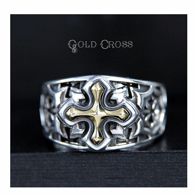 送料無料 シルバーアクセサリー メンズ メンズリング r0813 目をひく!ゴールデンクロスシルバー 送料無料 シルバーアクセサリー メンズ メンズリング r0813 目をひく!ゴールデンクロスシルバー