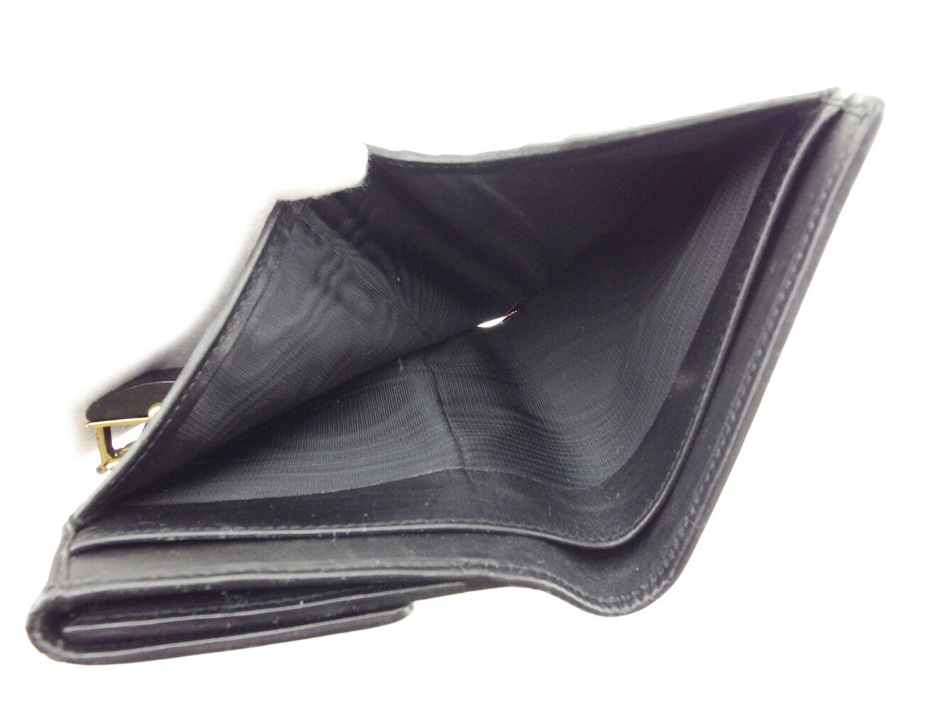 二つ折り財布 ＧＧキャンバス ブラック ゴールド レディース 中古