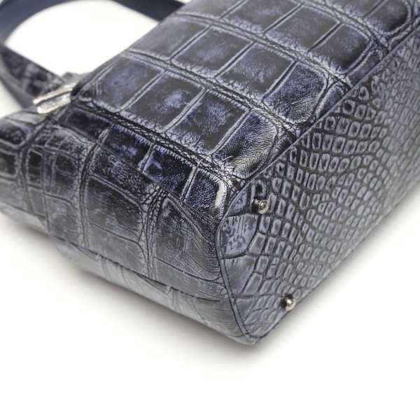 クロコダイル LB-3057 ハンドバッグ グレー  CROCODILE アンティーク加工 天ファスナー クロコダイル LB-3057 ハンドバッグ グレー CROCODILE アンティーク
