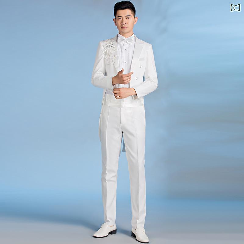 メンズ スーツ セット ナイトクラブ ステージ 衣装 ホスト パフォーマンス ミドル丈 タキシード 刺繍 グリッター メンズ スーツ セット ナイトクラブ ステージ 衣装 ホスト パフォーマンス ミドル丈 タキシード 刺繍 グリッター