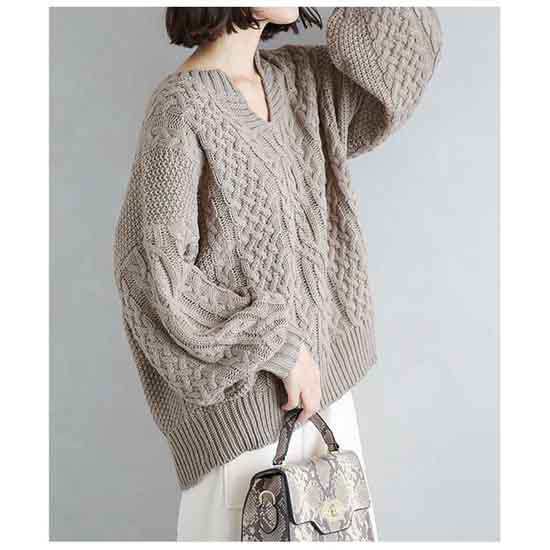 新作 キーネック ニット ケーブル編み セーター プルオーバー レディース 長袖 Vネック 新作 キーネック ニット ケーブル編み セーター プルオーバー レディース 長袖 Vネック