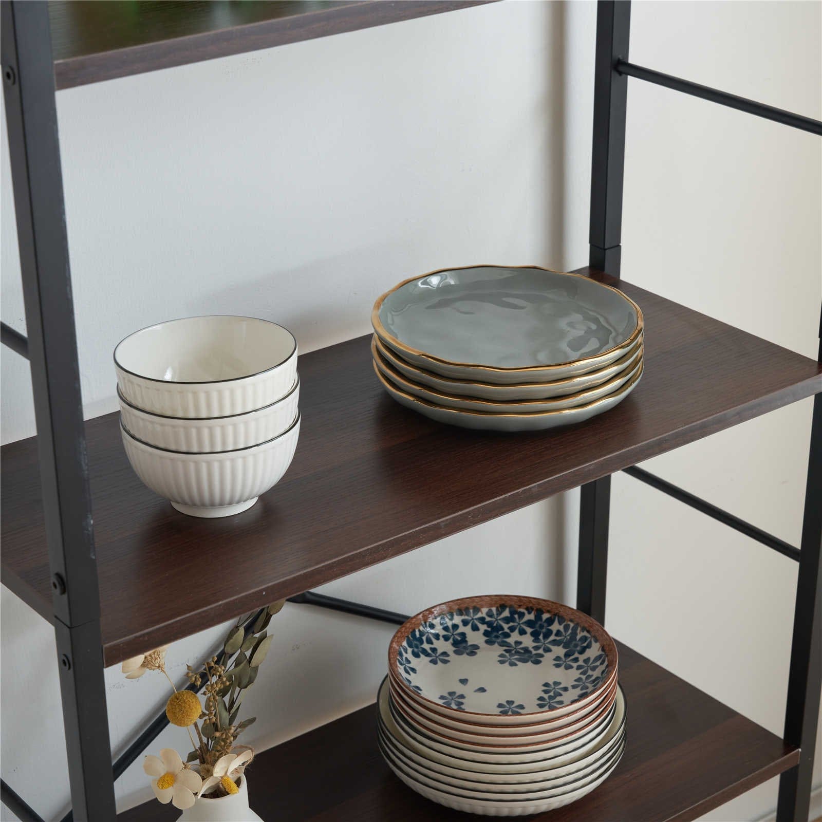 【日本国内出荷-3日で配達】韓国版ファッション ウッドグレー　収納棚 ユニットシェルフ オープンラック 北欧木製スリム 本棚 食器棚レンジ台 リビング キッチン 部屋収納 おしゃれ DJYC132