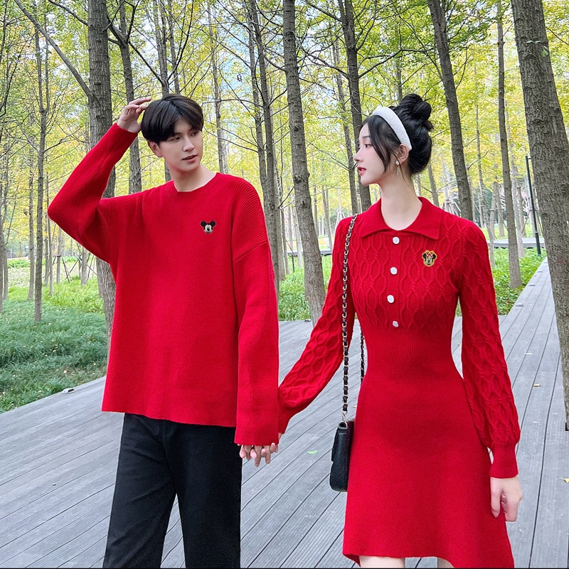ペアルック ディズニーパーカー 長袖 レディース ロングTシャツ 秋服 男女兼用トップス セーター ニット ワンピース6