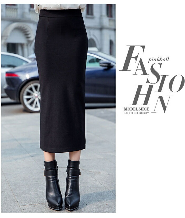 スカート ロングスカート レディース タイト スリット入り ボトムス ロング丈 ストレート 膝下 ミドル丈 大きいサイズ 通勤 OL タイトスカート ブラック 無地 春 夏 黒 送料無料