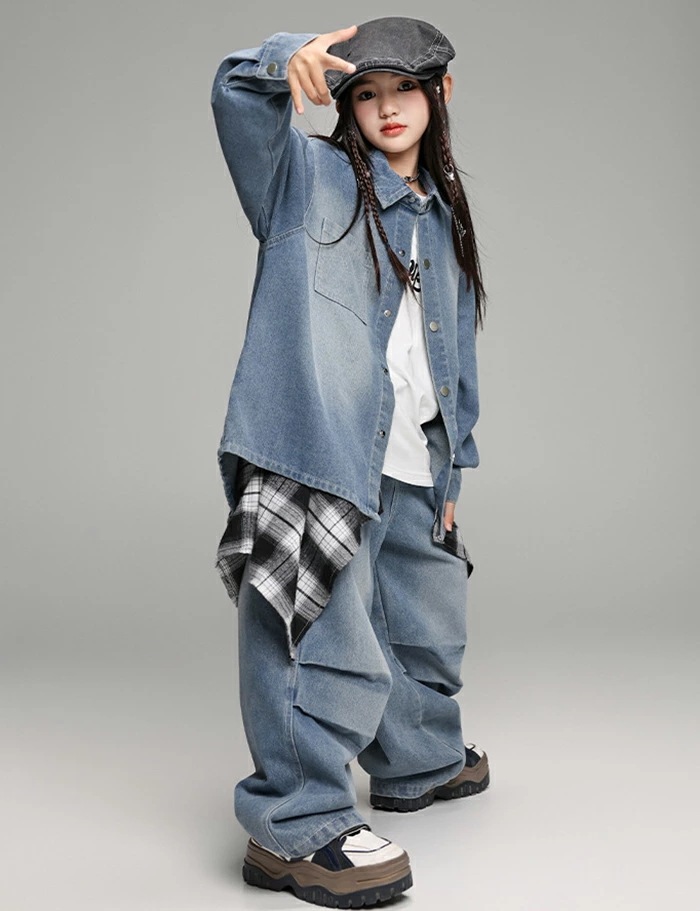 【赤字販売*速達】ダンス 衣装 ヒップホップ キッズ セットアップ デニム 上下セット 23点セット 紺色 子供ダンス服 派手 デニム シャツ 長袖 ロングパンツ ジーンズ K-POP hiphop 【赤字販売*速達】ダンス 衣装 ヒップホップ キッズ セットアップ デニム 上下セット 23点セット 紺色 子供ダンス服 派手 デニム シャツ 長袖 ロングパンツ ジーンズ K-POP hiphop