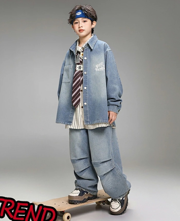 【赤字販売*速達】ダンス 衣装 ヒップホップ キッズ セットアップ デニム 上下セット 23点セット 紺色 子供ダンス服 派手 デニム シャツ 長袖 ロングパンツ ジーンズ K-POP hiphop 【赤字販売*速達】ダンス 衣装 ヒップホップ キッズ セットアップ デニム 上下セット 23点セット 紺色 子供ダンス服 派手 デニム シャツ 長袖 ロングパンツ ジーンズ K-POP hiphop