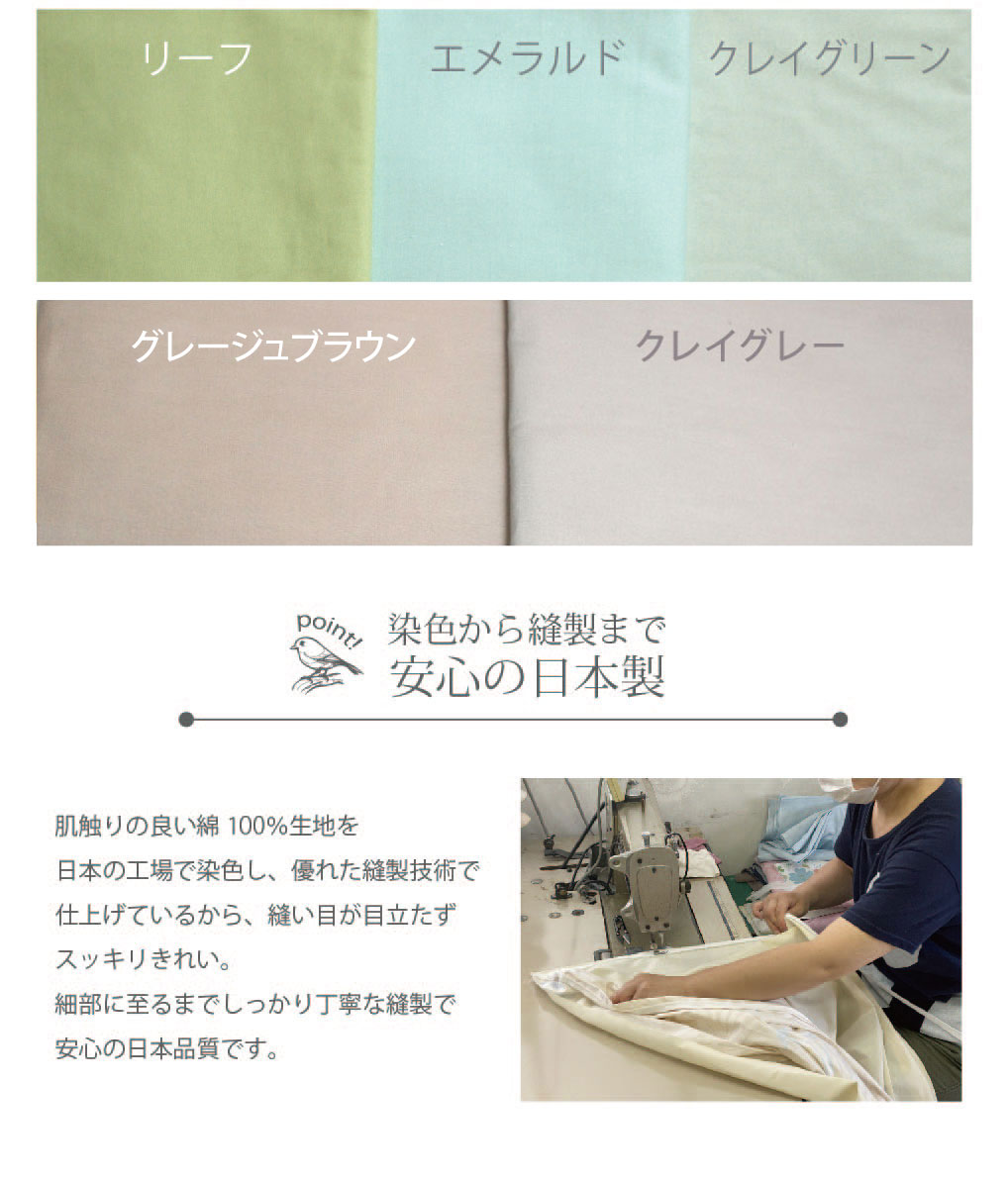 日本製 綿100％ 布団カバー3点セット ボックスシーツ フィットシーツ ダブル D 丸洗い可 cottonbird SB-504-N