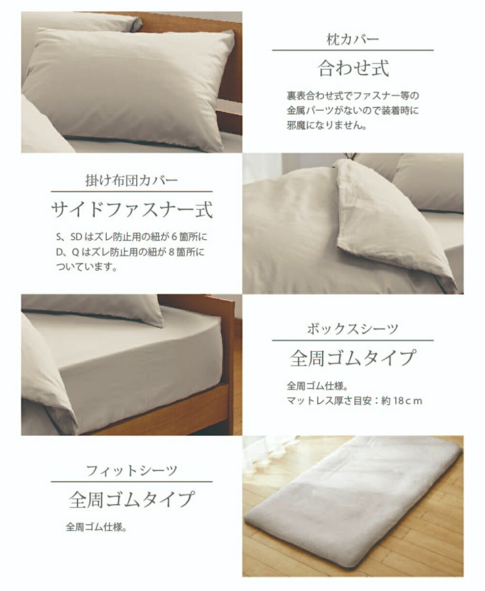 日本製 綿100％ 布団カバー3点セット ボックスシーツ フィットシーツ ダブル D 丸洗い可 cottonbird SB-504-N