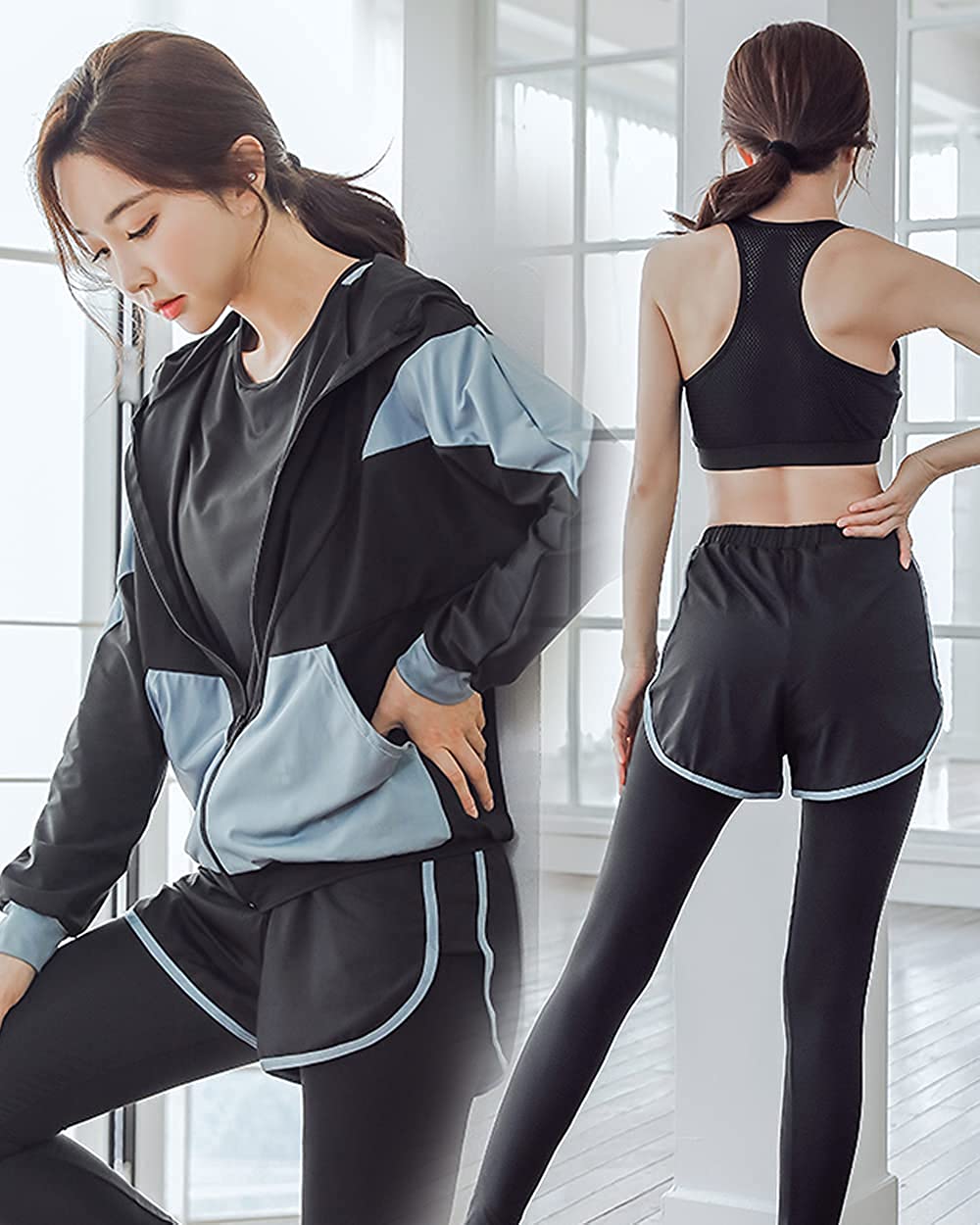 スポーツウェア レディース ヨガウェア トレーニングウェア ランニングウェア 上下 5点セット 伸縮性 通気 吸汗速乾 スポーツウェア レディース ヨガウェア トレーニングウェア ランニングウェア 上下 5点セット 伸縮性 通気 吸汗速乾