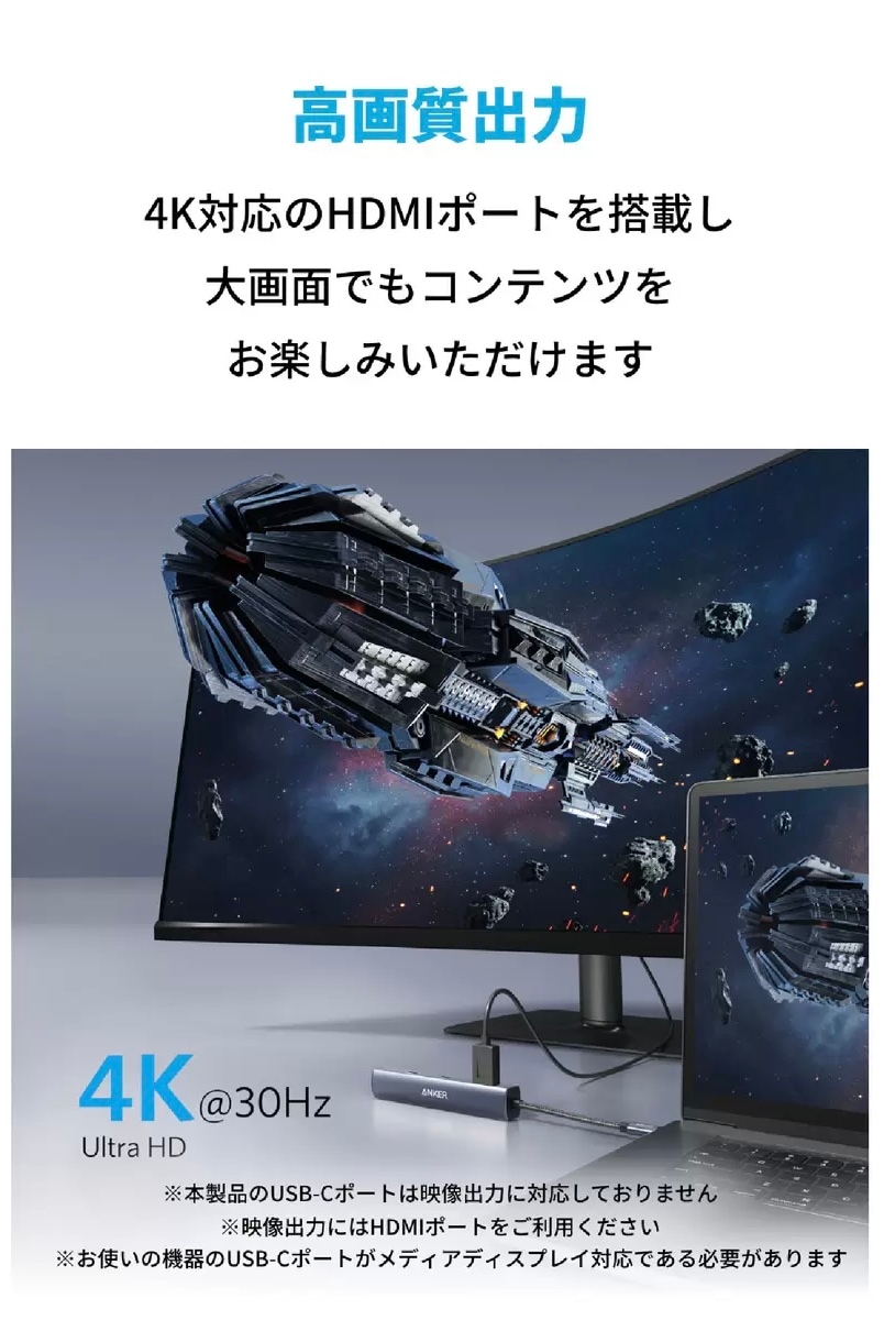 Anker USB-C イーサネットハブ 6ポート 最大出力53W　新品