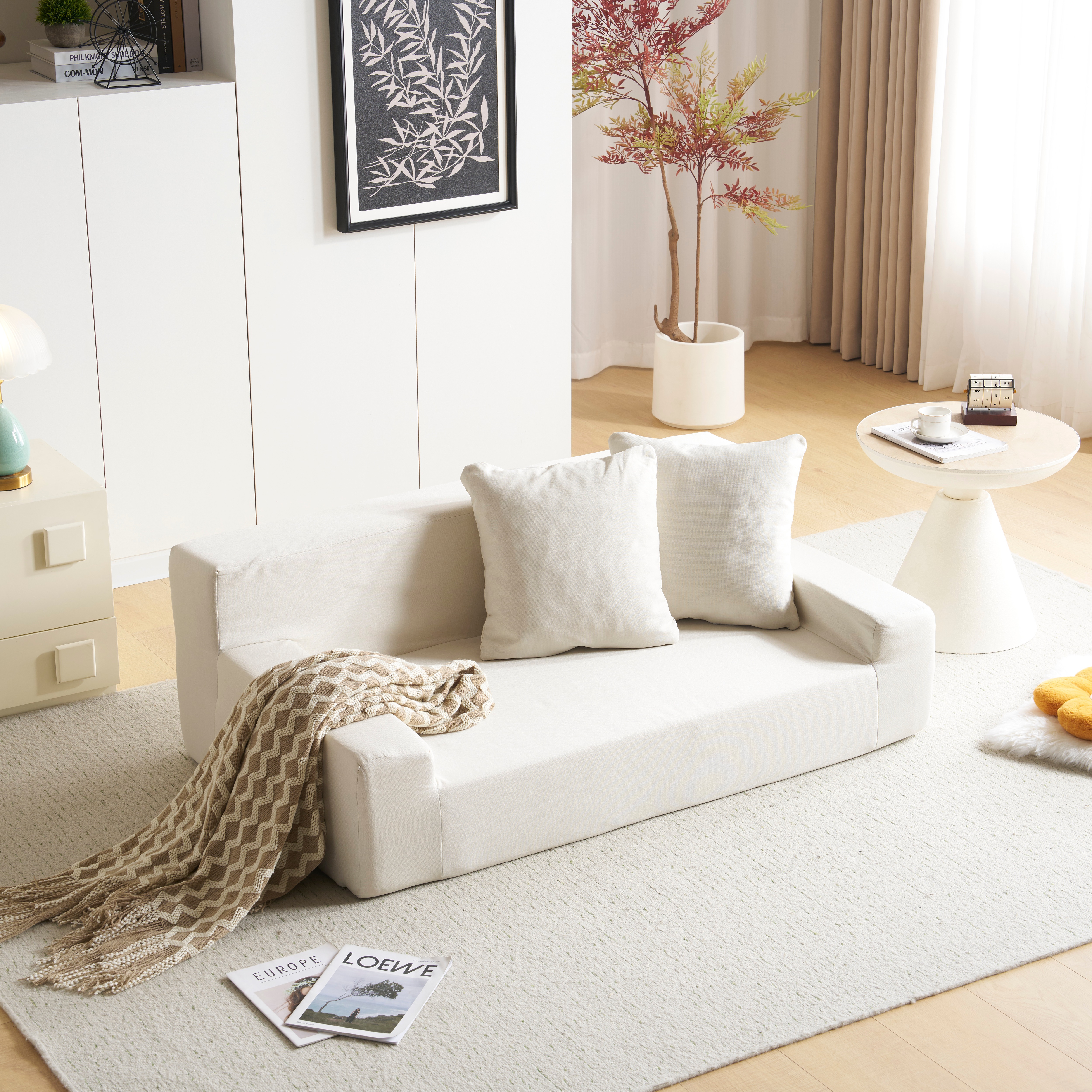 【国内出荷 - 3日配達】2人掛けソファベッド フロアソファ コンパクト ローソファ こたつ用 ソファー 1人暮らし マルチに使える クッション付き 座椅子 1人掛け 完成品 運びに便利だ 軽いソファ