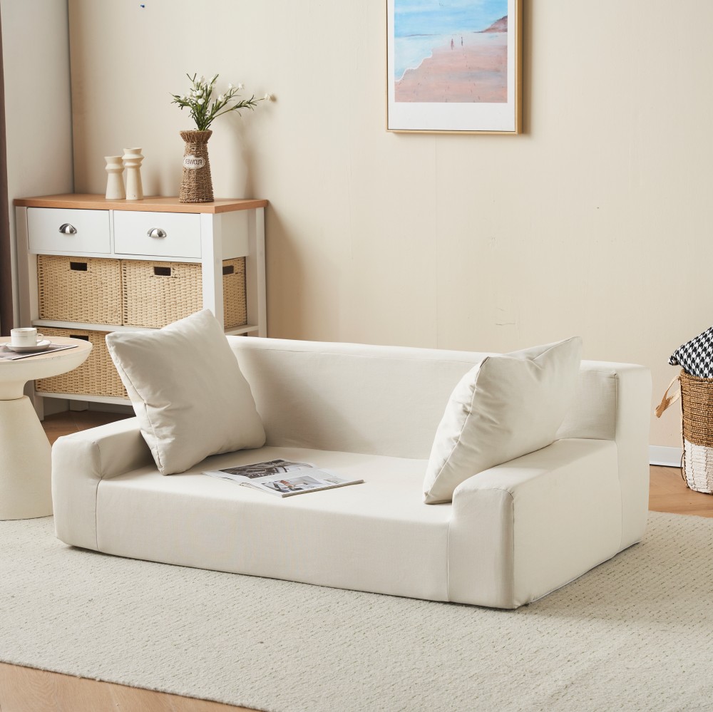 【国内出荷 - 3日配達】2人掛けソファベッド フロアソファ コンパクト ローソファ こたつ用 ソファー 1人暮らし マルチに使える クッション付き 座椅子 1人掛け 完成品 運びに便利だ 軽いソファ