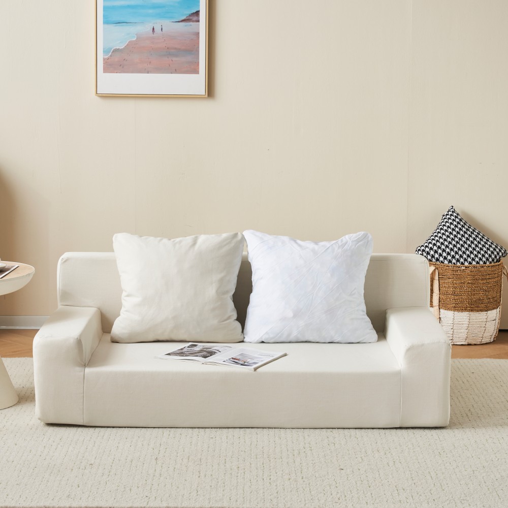 【国内出荷 - 3日配達】2人掛けソファベッド フロアソファ コンパクト ローソファ こたつ用 ソファー 1人暮らし マルチに使える クッション付き 座椅子 1人掛け 完成品 運びに便利だ 軽いソファ