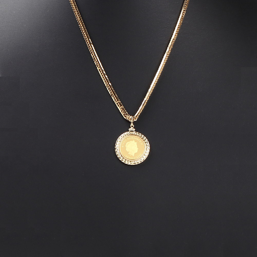 純金 K24 ホース 1/5oz 金貨 コイン ペンダントトップ デザイン枠 K18 馬 新品 送料