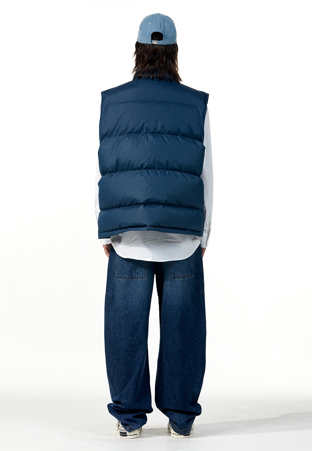 【WOOALONG】 SIGNATURE DOWN VEST : MID BLUE