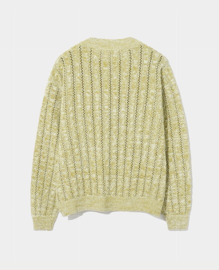 【SATUR】 GRASSE V-NECK CABLE KNIT : NATURAL GREEN
