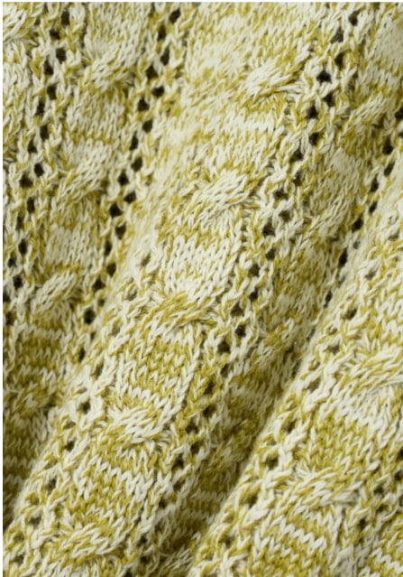 【SATUR】 GRASSE V-NECK CABLE KNIT : NATURAL GREEN