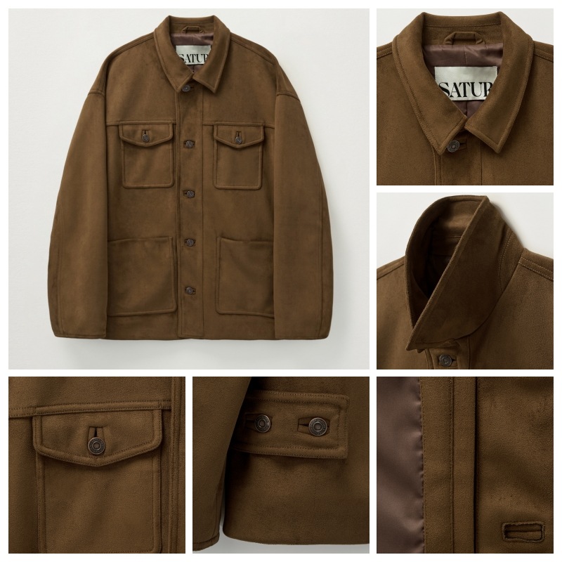 SATUR】 LOOSE FIT OPEN COLLAR JACKET : 2COLORS