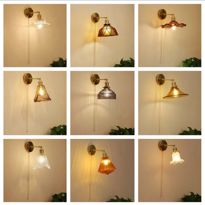 レトロなケーブルガラスの壁ランプ 寝室 ベッドサイド ダイニングルーム 通路の装飾