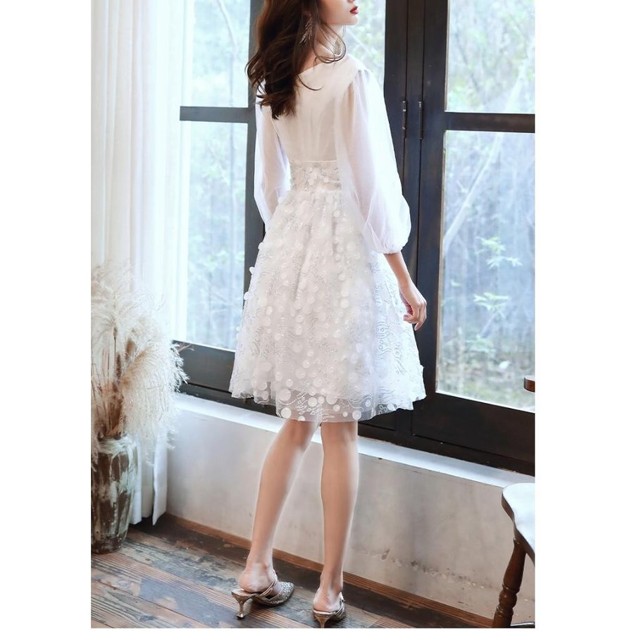 袖あり パーティードレス 結婚式 大きいサイズ ミモレ丈ドレス ワンピース 20代30代40代 上品 袖あり パーティードレス 結婚式 大きいサイズ ミモレ丈ドレス ワンピース 20代30代40代 上品