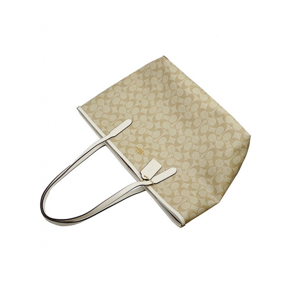 コーチレディースシティトートバッグベージュホワイト 5696 IMDQC