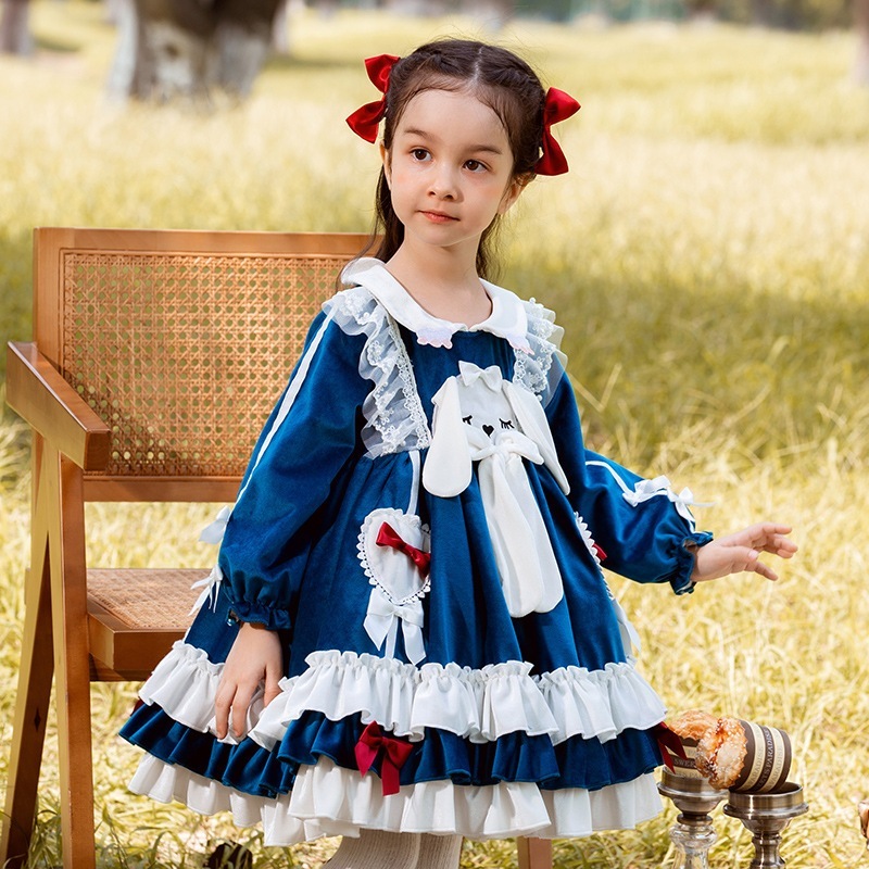 Zhiya 子供服女の子ロリータロリータプリンセスドレスパフグループ小さな女の子かわいいベルベットドレス Zhiya 子供服女の子ロリータロリータプリンセスドレスパフグループ小さな女の子かわいいベルベットドレス