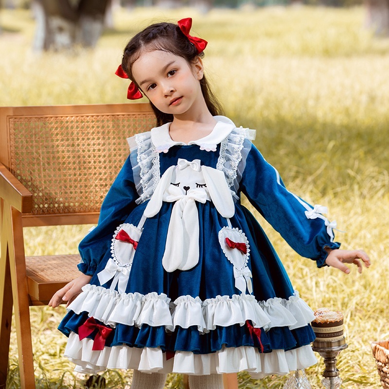 Zhiya 子供服女の子ロリータロリータプリンセスドレスパフグループ小さな女の子かわいいベルベットドレス Zhiya 子供服女の子ロリータロリータプリンセスドレスパフグループ小さな女の子かわいいベルベットドレス