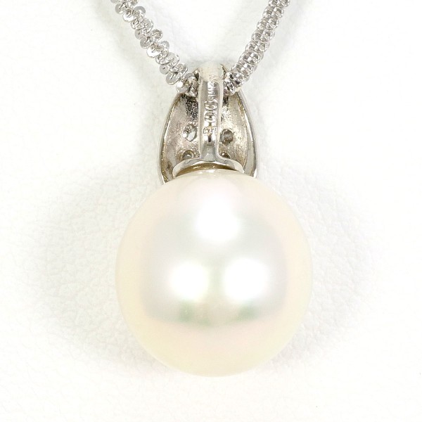 K14 14金 WG ネックレス パール(真珠) ダイヤ 0.05 ジュエリー 中古