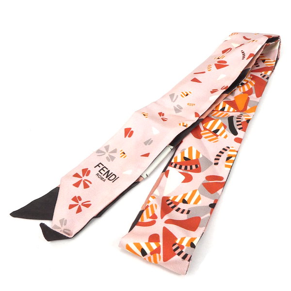 FENDI・フェンディ・ラッピー・スカーフ・ロゴ・花柄・ピンク・オレンジ