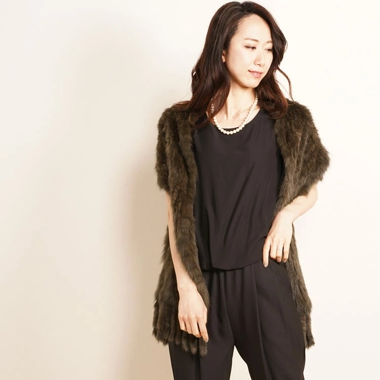 セーブルファー編込みストール25cm幅レディース(8146r)